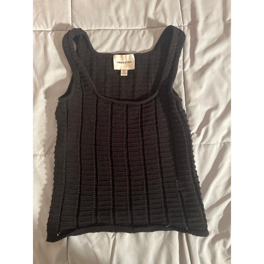 Industry republic clothing crochet knit black Cami top‎ 100% cotton sz S￼